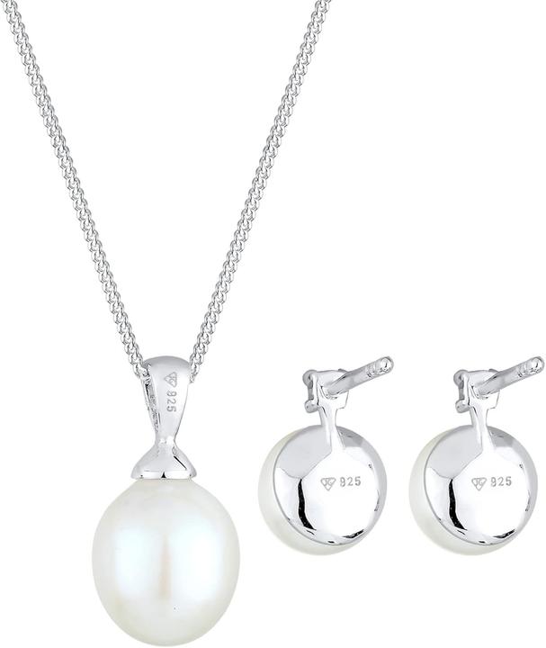 Actual product image Diamore Elli Diamonds Earring Set with Freshwater Pearl and Diamond (Sterling Silver)