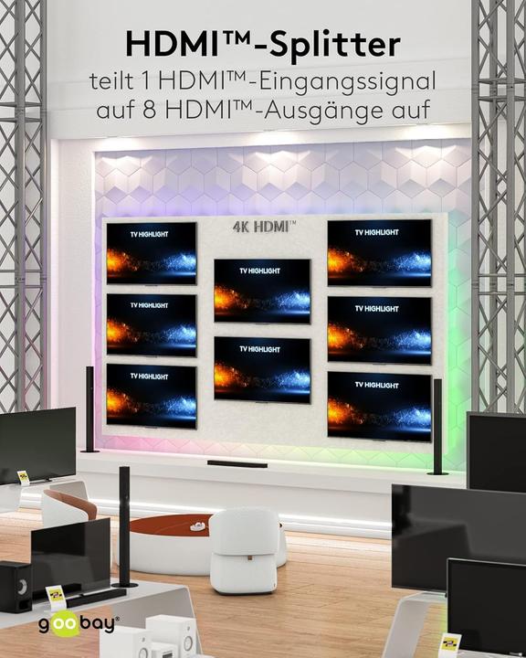 Immagine prodotto Goobay Splitter HDMI da 1 a 8 4K @ 60 Hz