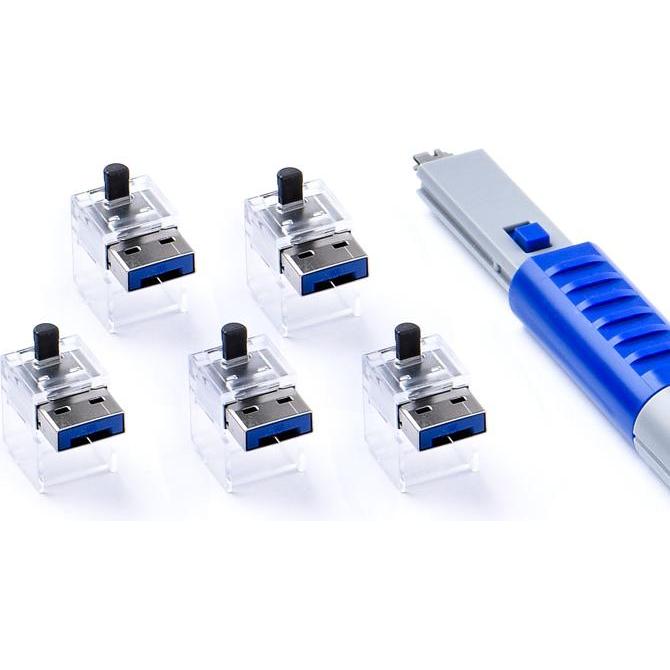 Thumbnail - Smart Keeper 5 x LAN Kabel Schlösser mit 1 x BASIC Typ Schlüssel, Notebook Security, Blau