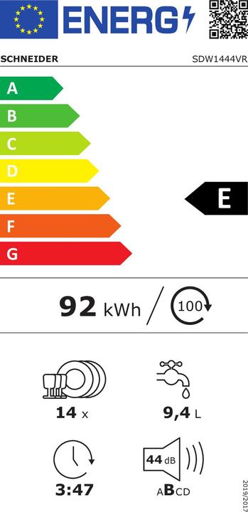 Energy Label Schneider Dishwasher SDW1444VR