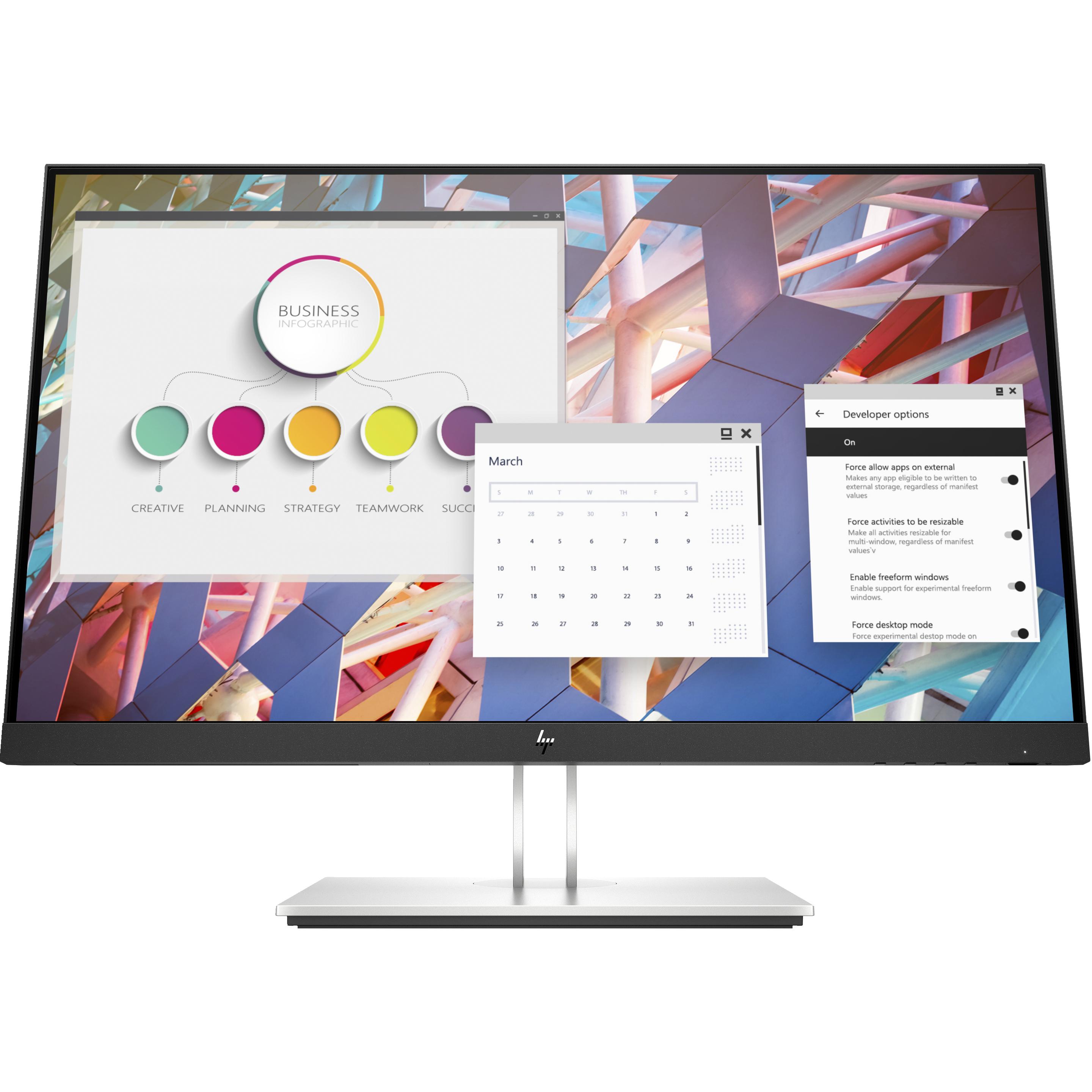 HP E24 G4 (1920 x 1080 Pixel, 23.80"), Monitor, Silber, Schwarz