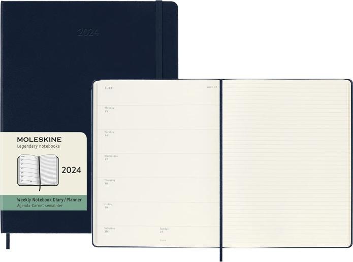 Produktbild Moleskine 12 Monate Wochen Notizkalender 2024, XL 19X25, Saphir (A4, Harter Einband, Englisch)