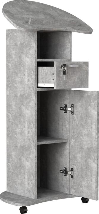 Immagine prodotto VCM Scrivania in piedi in legno Leggio Tavolo mobile in piedi Ruote rotanti Cassetto Redola Porta (56 x 37 x 110 cm)