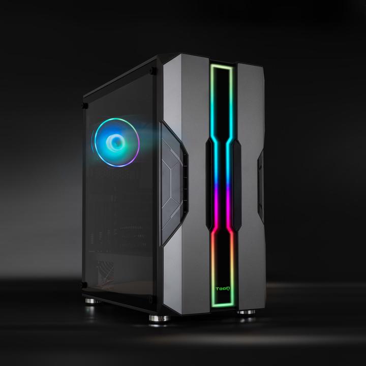 Actual product image Tooq Technology Boitier Moyen Tour E-ATX TooQ NightCity TQGCC103 RGB avec panneau vitré (Argent/Noir) (ATX, mATX, Mini-ITX)