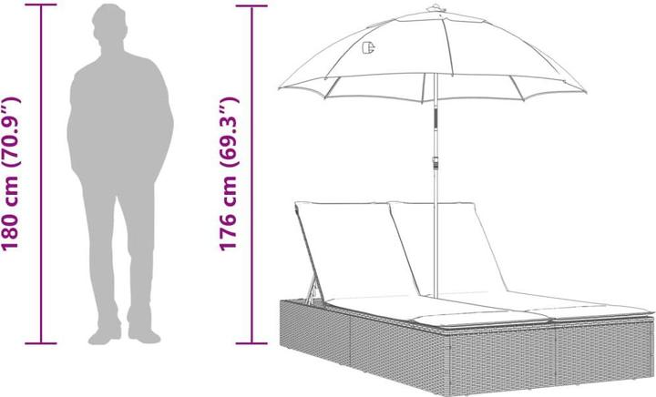 Produktbild vidaXL Doppel-Sonnenliege (164 cm)