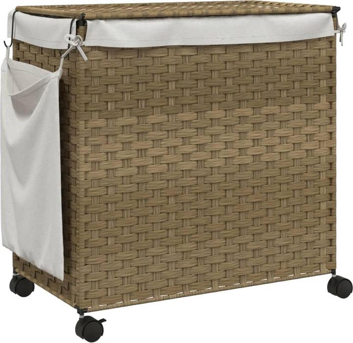 Produktbild vidaXL Wäschekorb mit Rollen 60x35x60,5 cm Rattan,Material