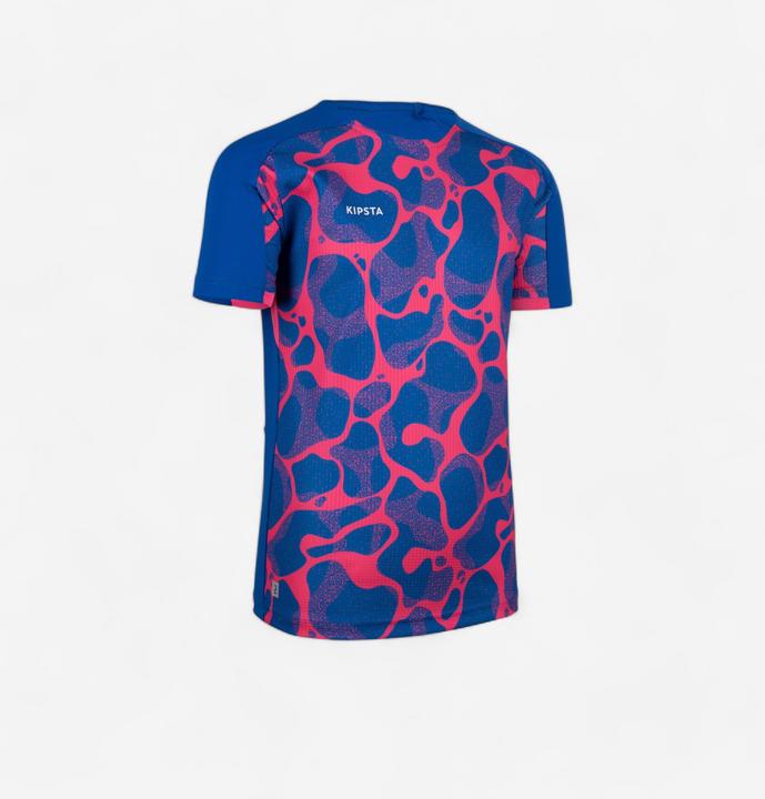 Immagine prodotto Kipsta Maglia da calcio per bambini a maniche corte - Viralto Aqua blu/rosa