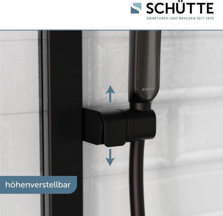 Actual product image Schütte Shower bar set bathroom KARIBIK bar shower set black matt oval Including hand shower 64206 (3 Beam types, 16 l/min)