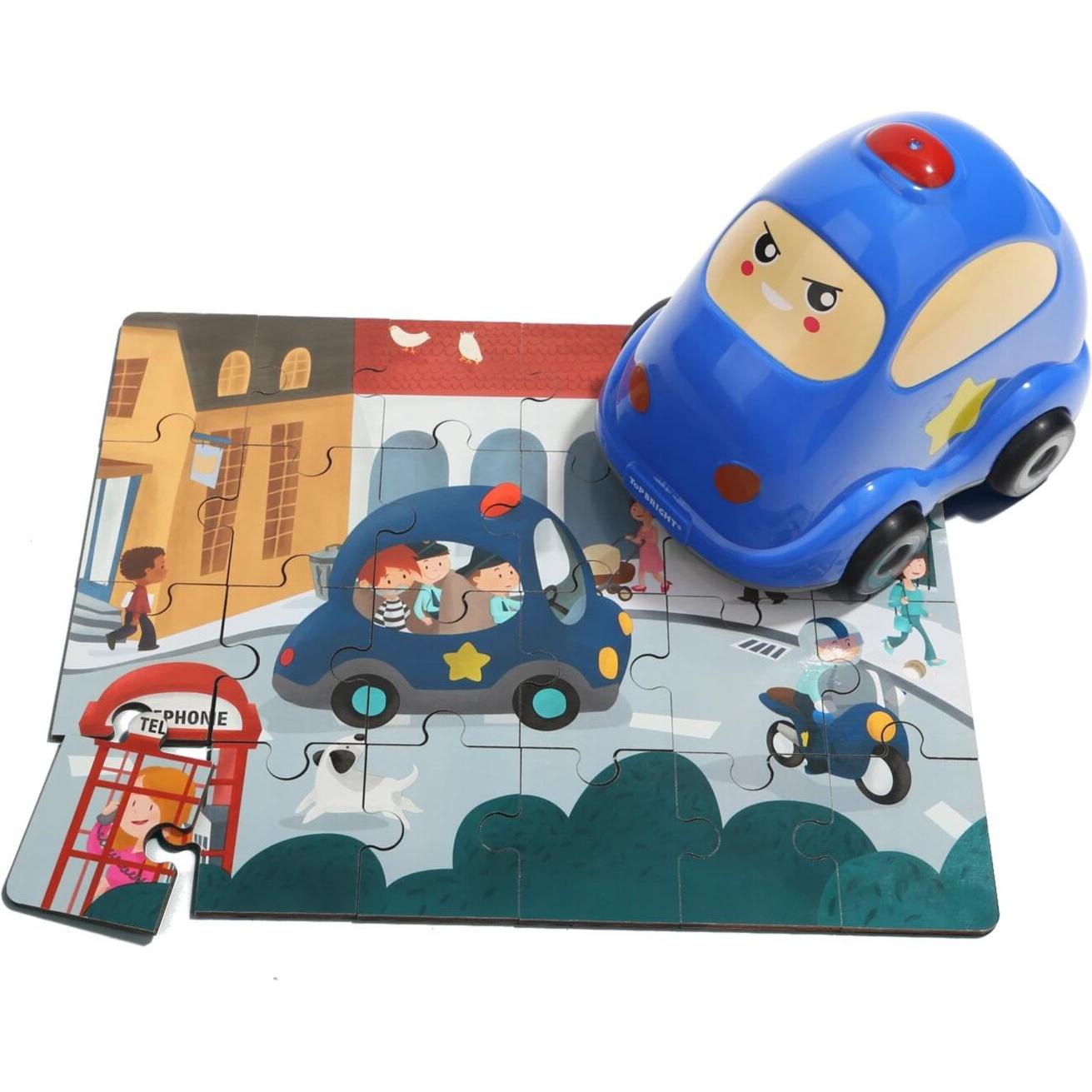 Topbright Toys Houten Legpuzzel Politie met Politieauto, 24st.