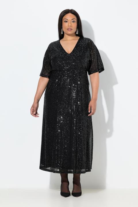 Image du produit Ulla Popken Robe maxi à paillettes, coupe trapèze (48)