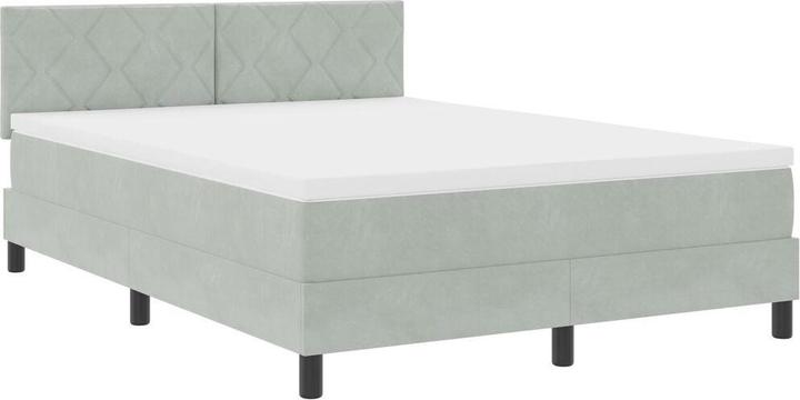 Produktbild VidaXL Boxspringbett mit Matratze Hellgrau 140x200 cm Samt (140 x 200 cm)