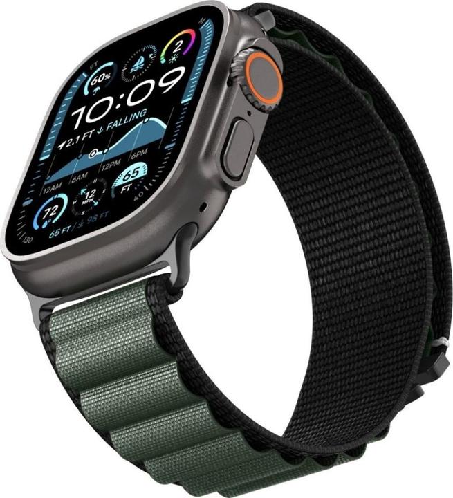 Produktbild Spigen Armband WBF1 Armband für Apple Watch 44 / 45 / 46 / 49 mm - Schwarz und Grün (49 mm, Nylon)
