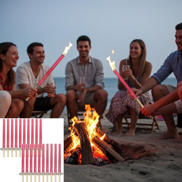 Produktbild Ströbel 20er-Set Wachsfackeln mit Holzgriff und Handschutzteller, Brenndauer ca. 75 min