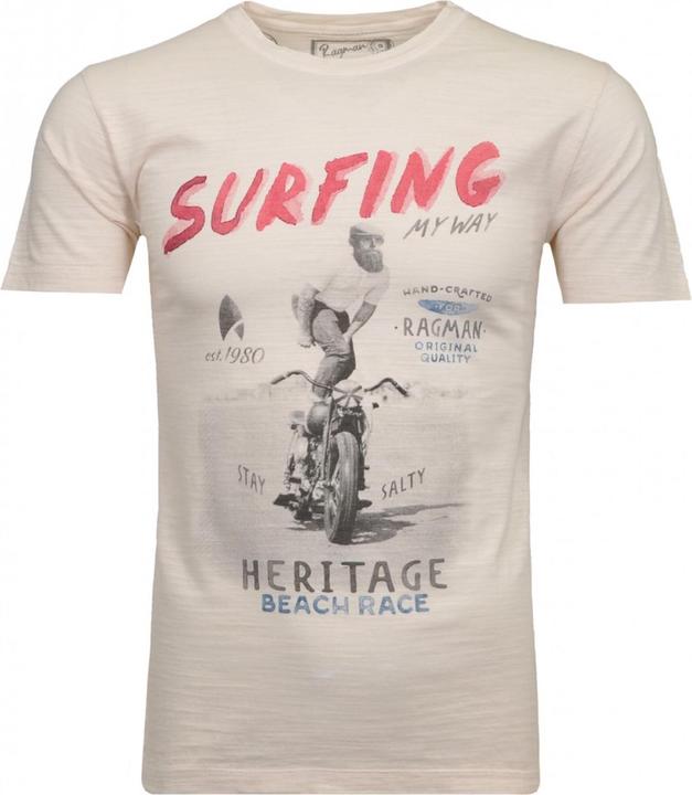 Ragman Shirt Rundhals-T-Shirt aus Baumwolle mit Print (XXL)