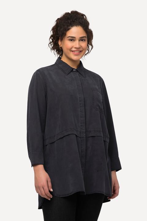 Immagine prodotto Ulla Popken Camicia di lyocell con cucitura trasversale, colletto da camicia e maniche lunghe (46, 48)
