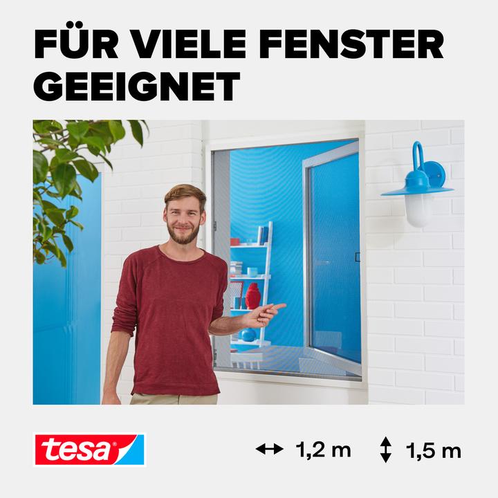 Actual product image tesa Insect screen Alu COMFORT for windows, with aluminium frame, without drilling (120 x 150 cm)