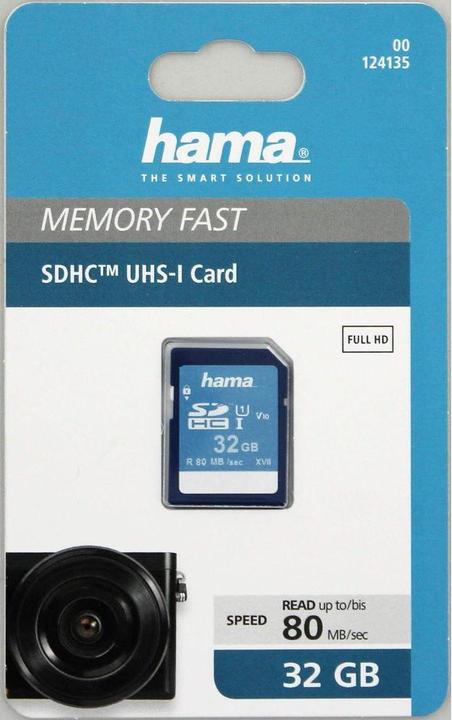 Actual product image Hama SDHC 32GB Class 10 UHS-I (32 GB, SDHC, U1, UHS-I)