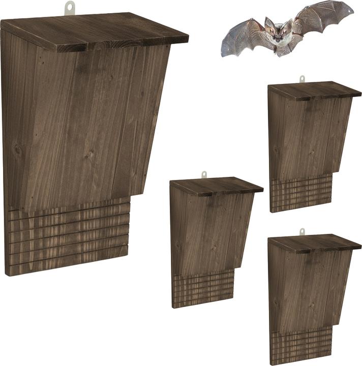 Relaxdays Brauner Fledermauskasten 4er Set