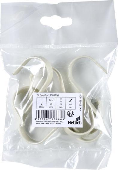 Produktbild Hettich S-Haken 75 x 65 x 10 mm, weiss