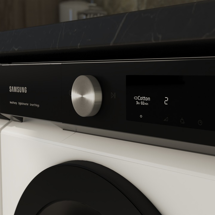 Produktbild Samsung DV90BB5245AES3 Optimal Dry 9 kg Frontlader-Wäschetrockner Klasse A++, schwarze Tür (9 kg, Rechts)