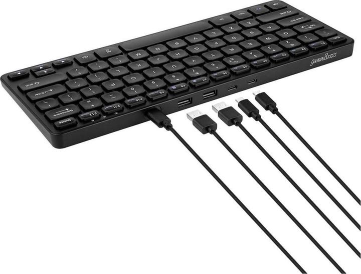 Actual product image Perixx PERIBOARD-416 EN, wired, USB mini keyboard with 4 hubs, black (DE, Cable)