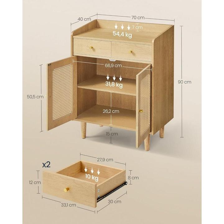 Produktbild Vasagle Kommode, Weiss (70 x 40 x 90 cm)