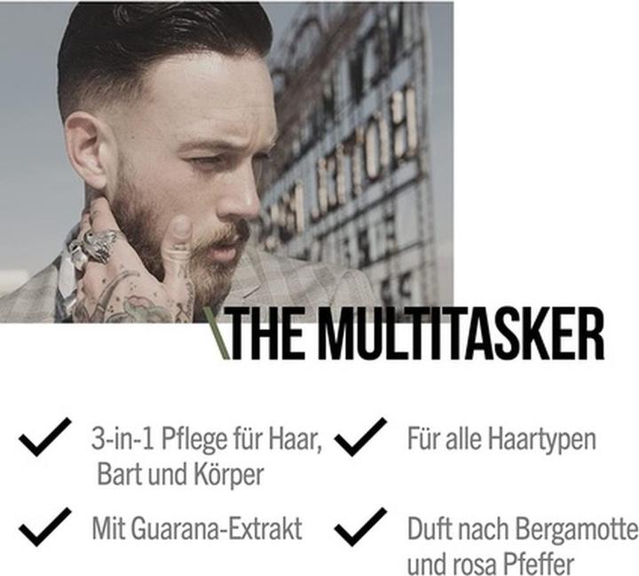 Actual product image Sebastian The Multitasker - Hair, Beard & Body Wash (250 ml, Liquid shampoo)