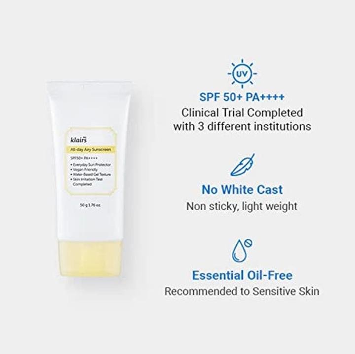 Image du produit Klairs All-day Airy Sunscreen (Crème solaire, SPF 50+, 50 ml)