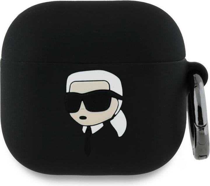 Produktbild Karl Lagerfeld KLA4RUNIKK AirPods 4 cover black/black Silicone Karl Head 3D (Ladecase Hülle)