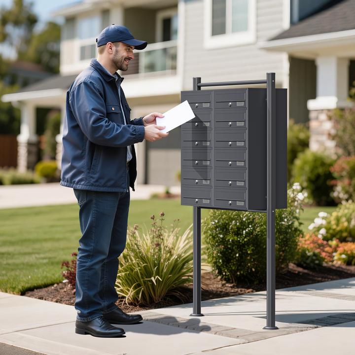 Produktbild Wiltec 12er Briefkastenanlage Anthrazit 2x6 Fächer Standbriefkasten Briefkasten