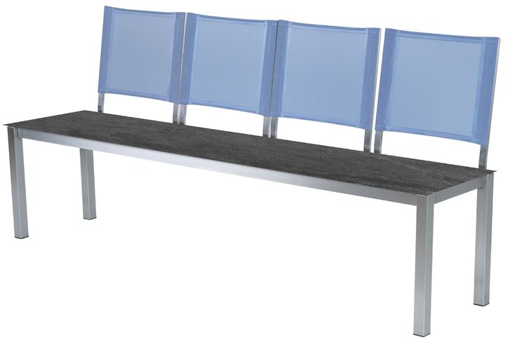 Blau, Edelstahl gebürstet, Pietra Gris 5+