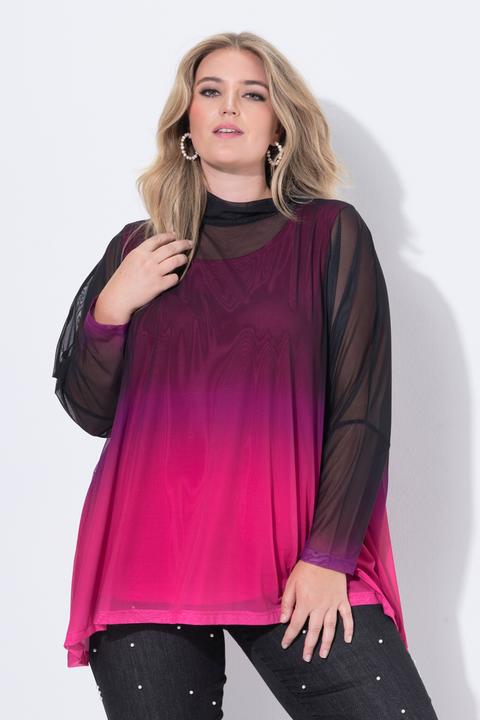 Immagine prodotto Miamoda Blusa dal taglio oversize in mesh con gradiente di colore e top coprente (46, 48)