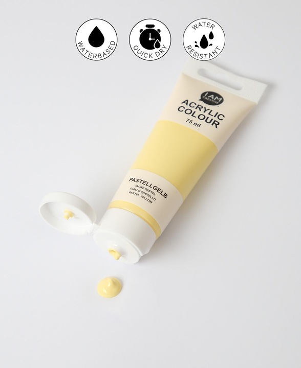 Produktbild I Am Creative Basic Acryl, Acrylfarbe auf Wasserbasis, 75 ml (Pastellgelb, 75 ml)