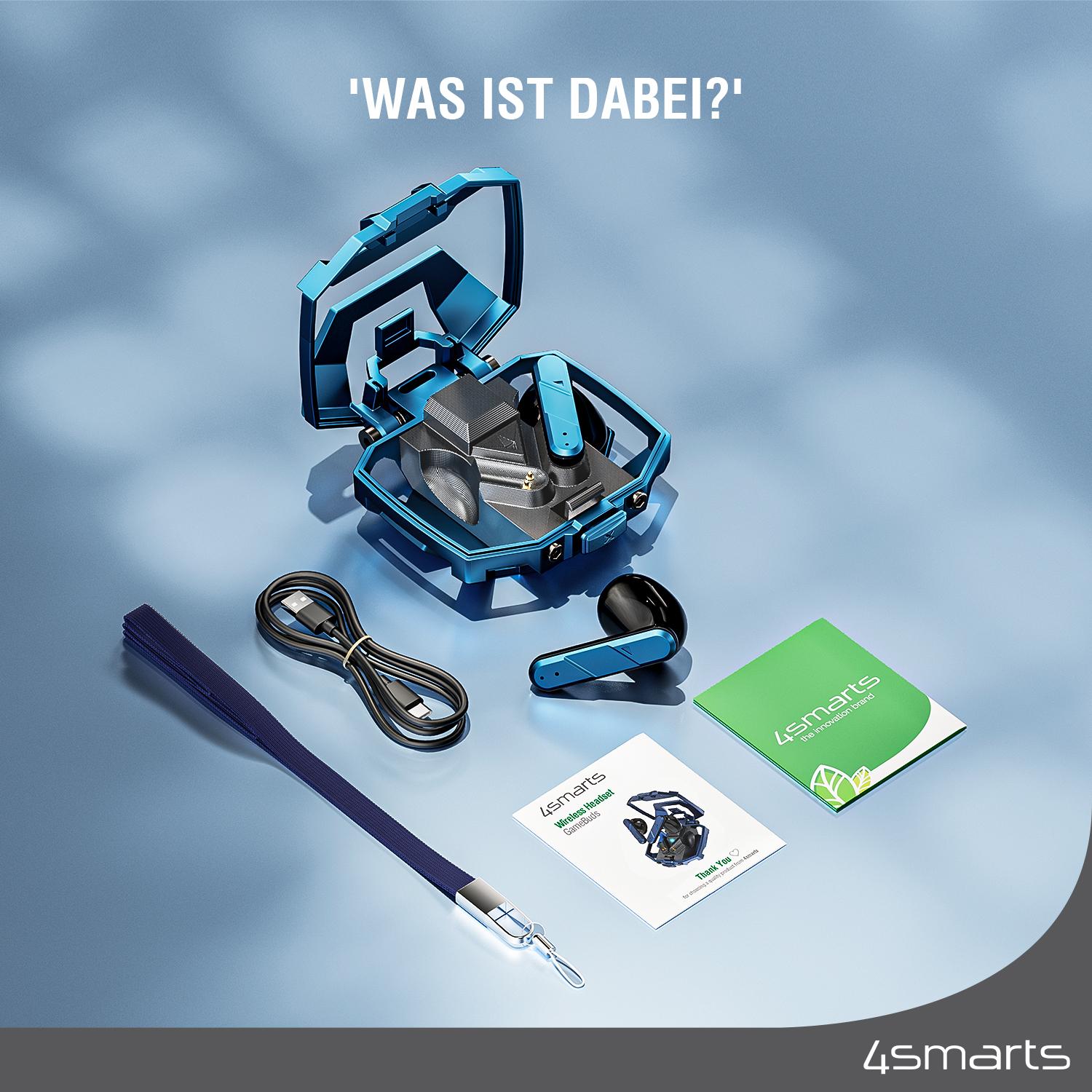 Thumbnail - 4smarts TWS Bluetooth Kopfhörer GameBuds (keine Geräuschunterdrückung, 24 h, Kabelgebunden), Kopfhörer, Blau