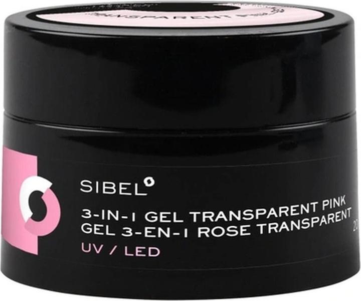 Immagine prodotto Sibel Gel 3-In-1 Transparent Pink 20ml (Rosa Trasparente, Smalto per unghie effetto gel)