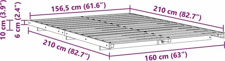 Actual product image vidaXL Bettgestell (160 x 210 cm)