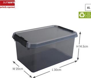 Actual product image Helit Aufbewahrungsbox Comfort-line, 6L, grau-transparent (20 cm, 6 l)