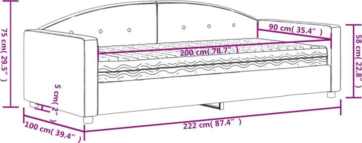 Image du produit vidaXL Tagesbett mit Matratze (90 x 200 cm)