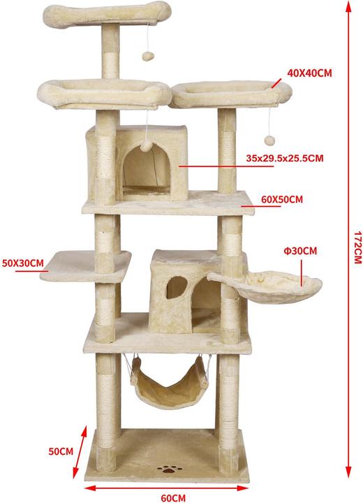 Produktbild Wiltec Katzenkratzbaum (172 cm, Beige)