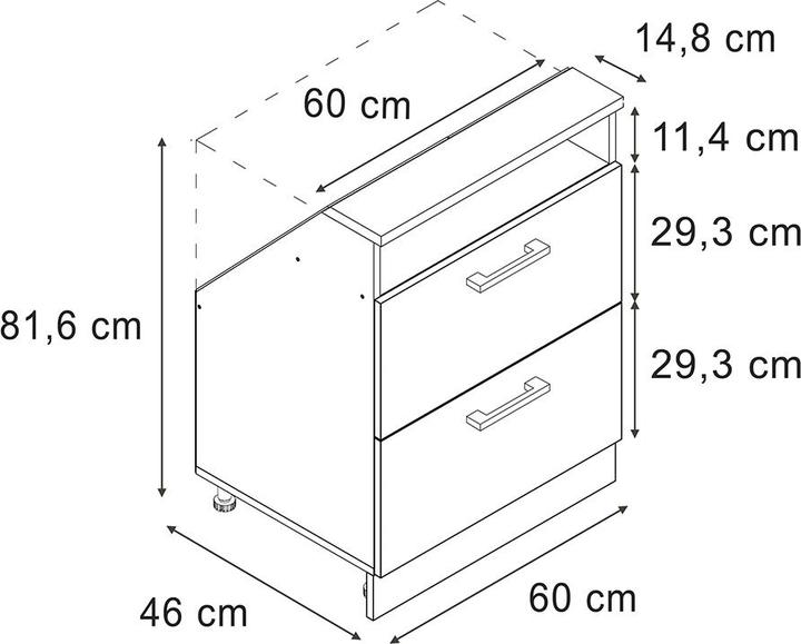 Produktbild Vichy Dachschrägenschrank Rion, Weiss/Weiss Hochglanz, mit 2 Schubladen (60 x 46 x 81.60 cm)