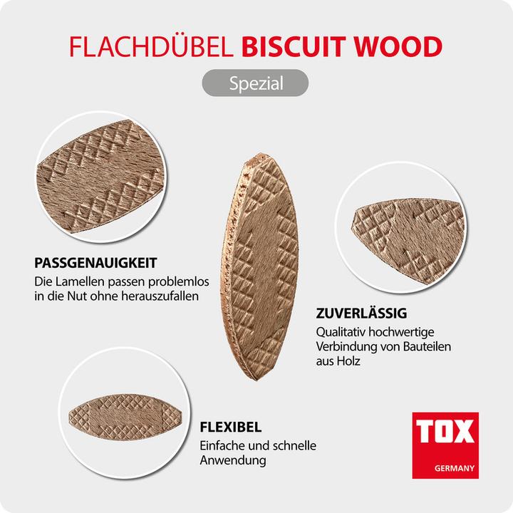 Image du produit Tox Chevilles plates en bois Biscuit Wood P20, 60 pièces (60 pcs)