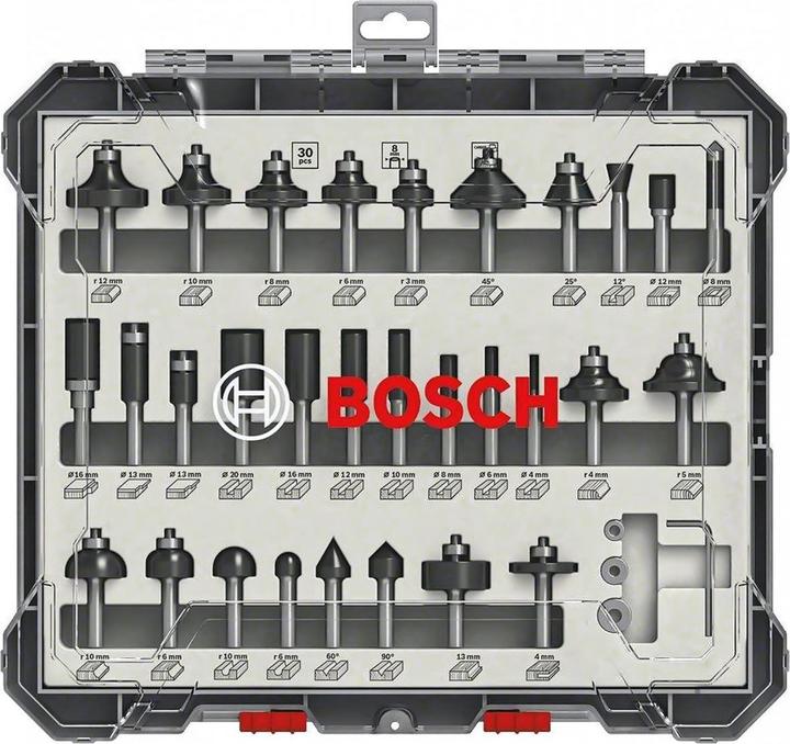 Produktbild Bosch Professional Zubehör 30-teiliges Fräser-Set, 8-mm-Schaft für Handfräsen