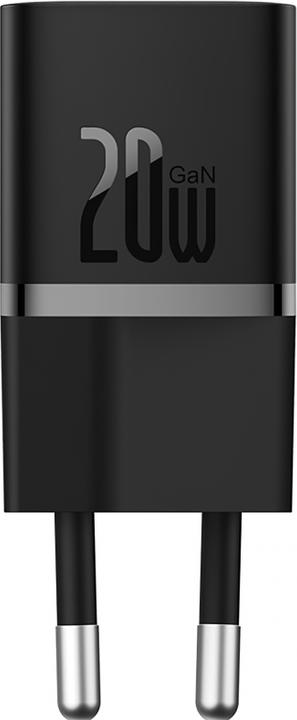 Actual product image Baseus GaN5, 20W, 3A, 1 x USB-C, with USB-C Cable, black (20 W, 1 portion)