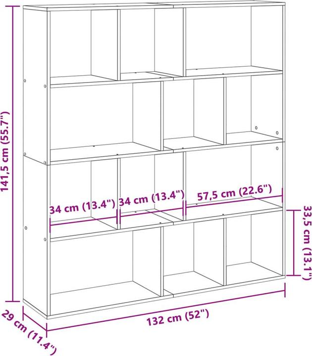 Valori nutrizionali e ingredienti vidaXL Bücherregal (132 x 29 x 141.50 cm)