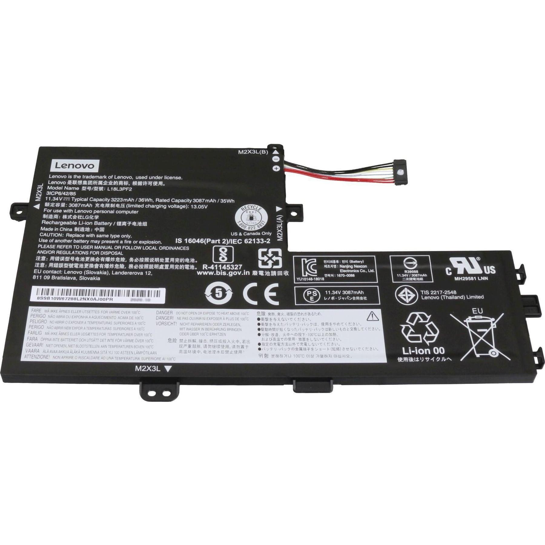 Lenovo L18M3PF6 (3 Zellen, 3320 mAh), Notebook Akku