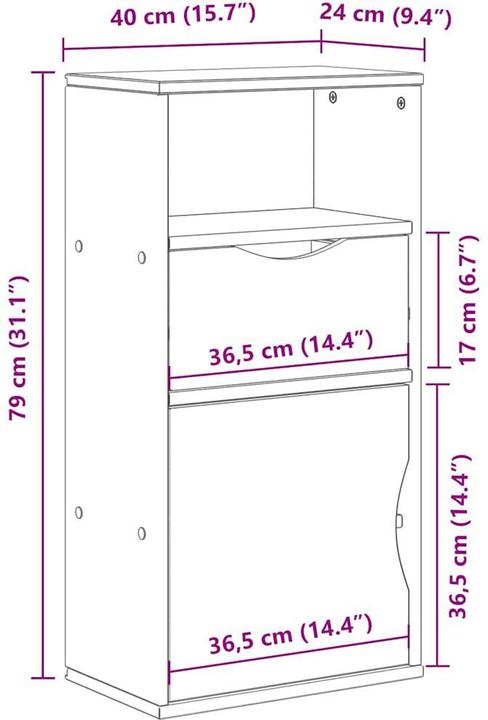 Image du produit vidaXL Beistellschrank (40 x 24 x 79 cm)