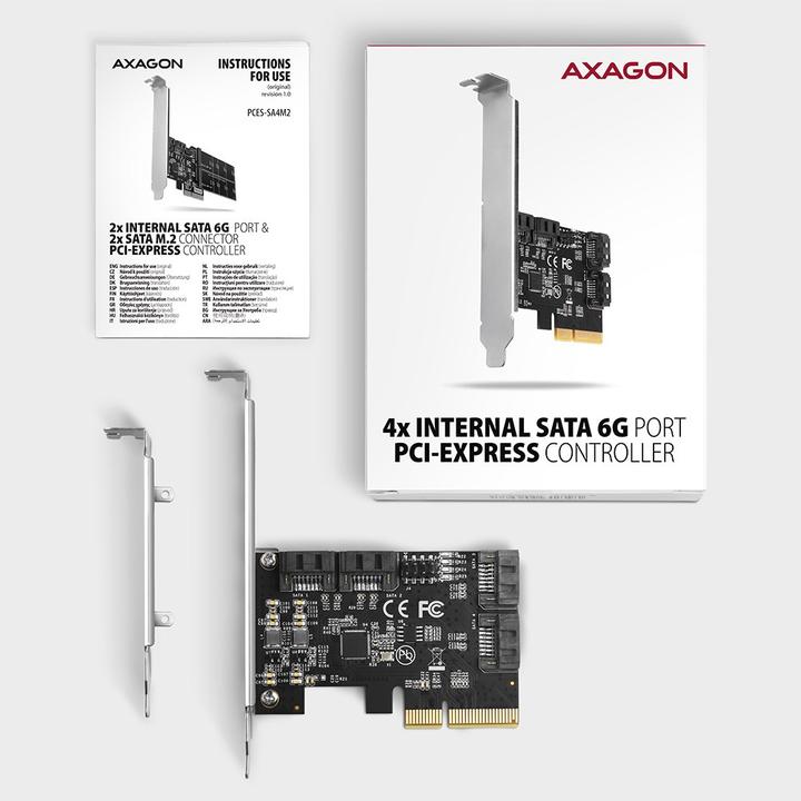 Actual product image Axagon PCES-SA4X4 PCIe Controller 4x internal SATA 6G port + LP