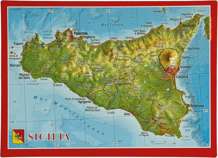 Reliefpostkarte Sizilien