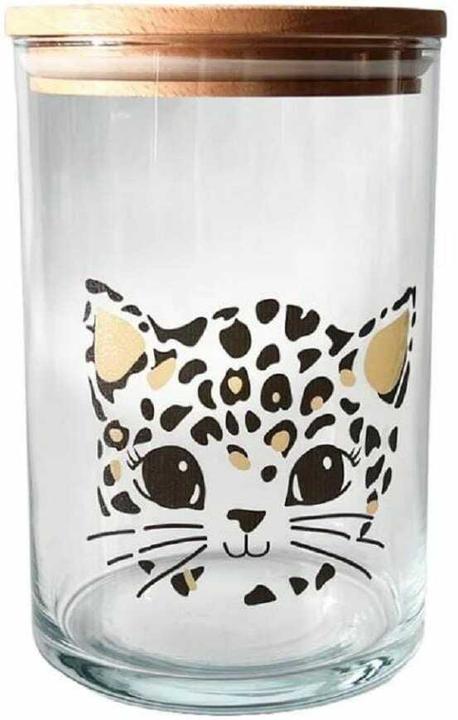 Wunderle Vorratsglas Katze Leoprint 880 ml, mit Holzdeckel (0.88 l)