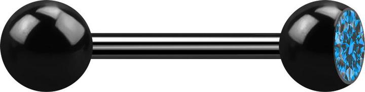 Actual product image Star Piercing Barbell black with ball and crystal light blue (without brass, Titanium)